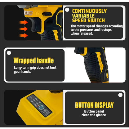 Powerful Brushless Cordless Impact Wrench Torque for DeWalt 18V