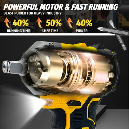 Powerful Brushless Cordless Impact Wrench Torque for DeWalt 18V