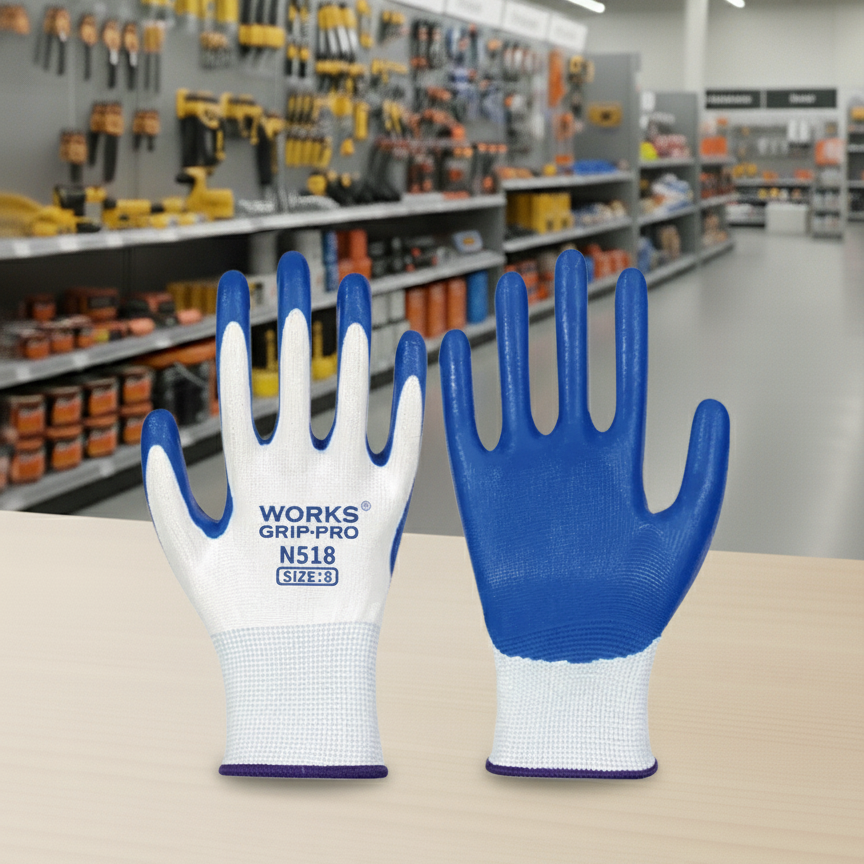 Heavy-Duty Nitrile Coated Work Gloves: Non-Slip, Breathable, Industrial Safety