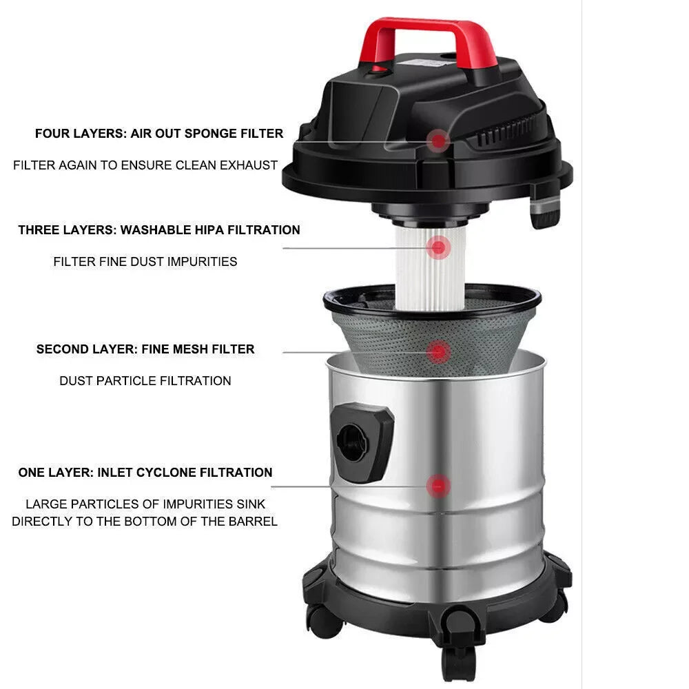 Powerful 2000W Wet Dry Bagless Cylinder Vacuum Cleaner