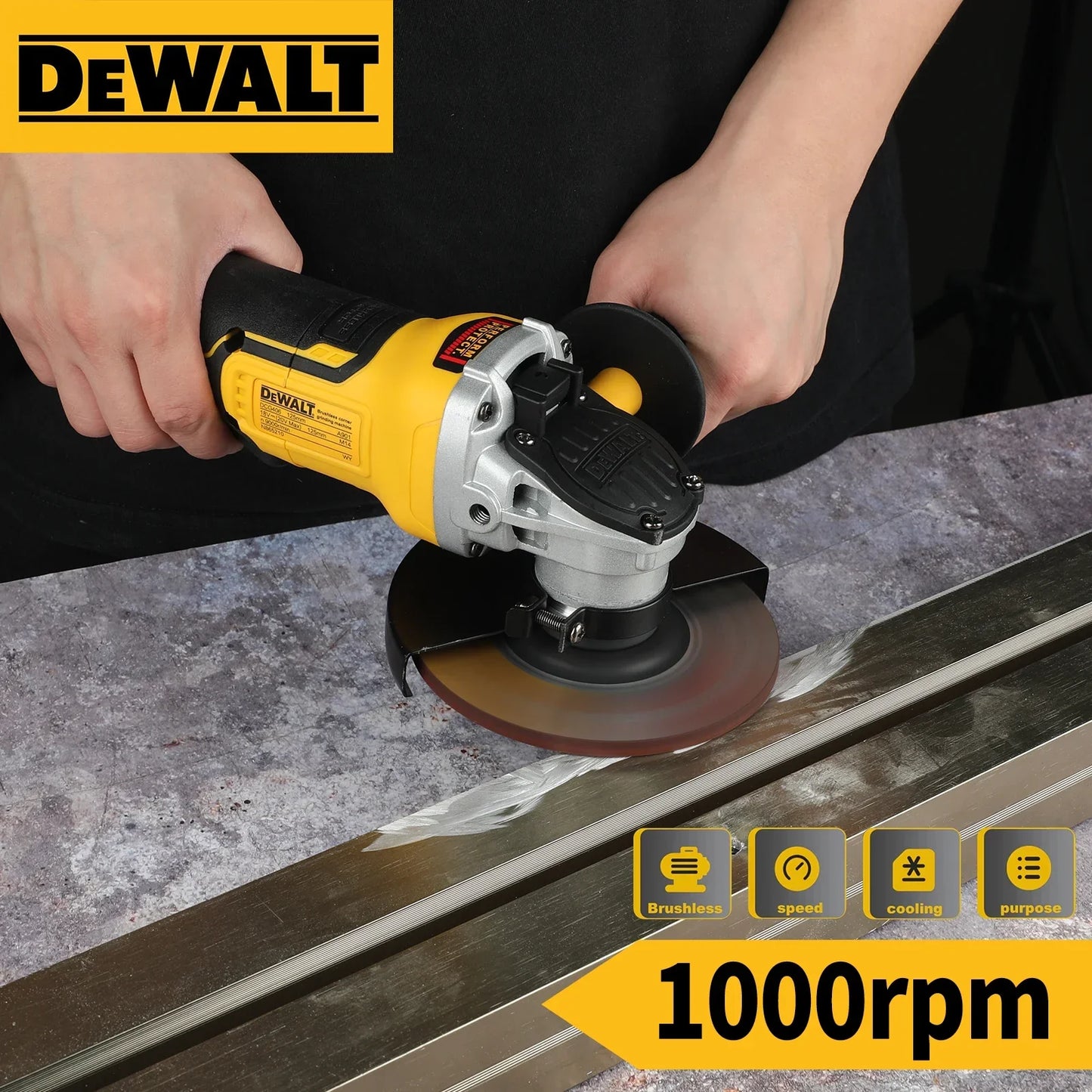 DEWALT DCG406 Cordless Angle Grinder, 5-inch Brushless 9000 RPM 20V Power