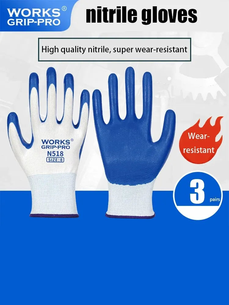 Heavy-Duty Nitrile Coated Work Gloves: Non-Slip, Breathable, Industrial Safety