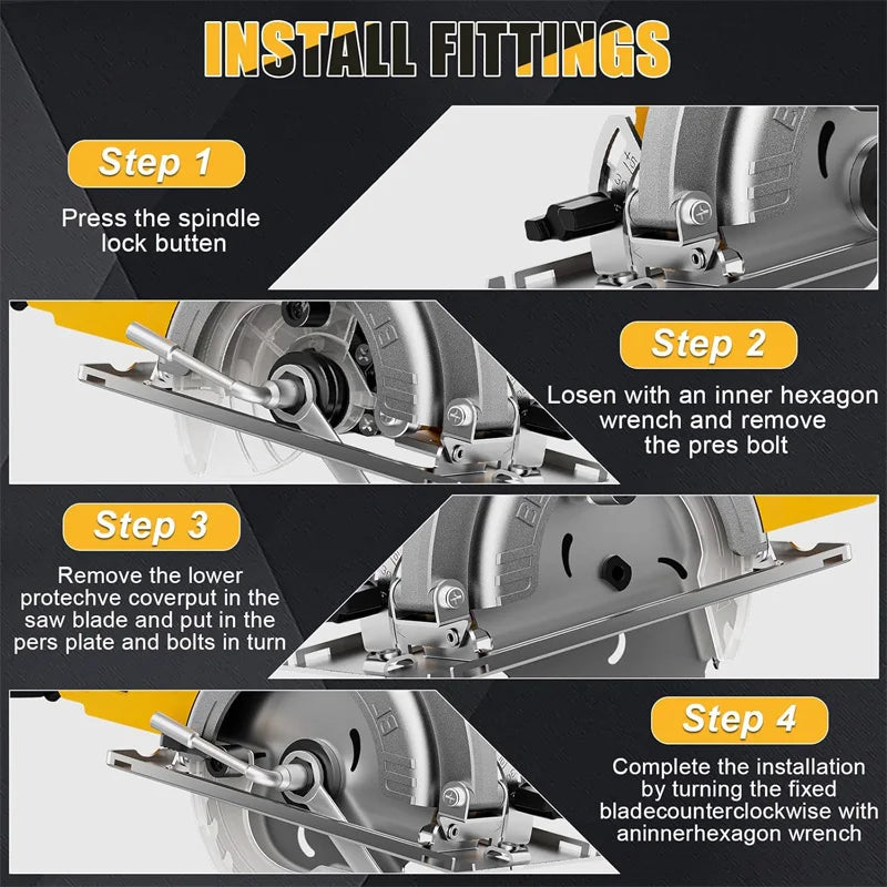 Powerful 5-inch Brushless Cordless Circular Saw for Dewalt 20V