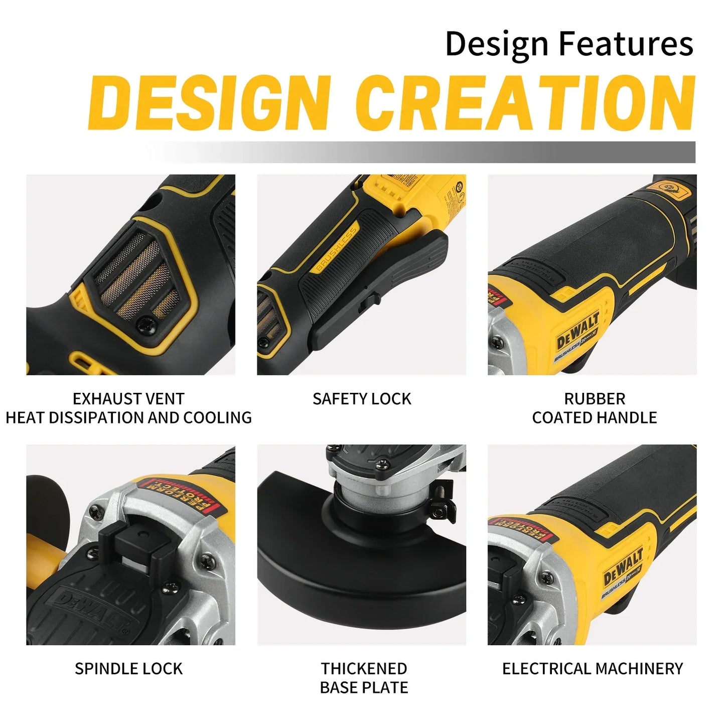 DEWALT DCG406 Cordless Angle Grinder, 5-inch Brushless 9000 RPM 20V Power