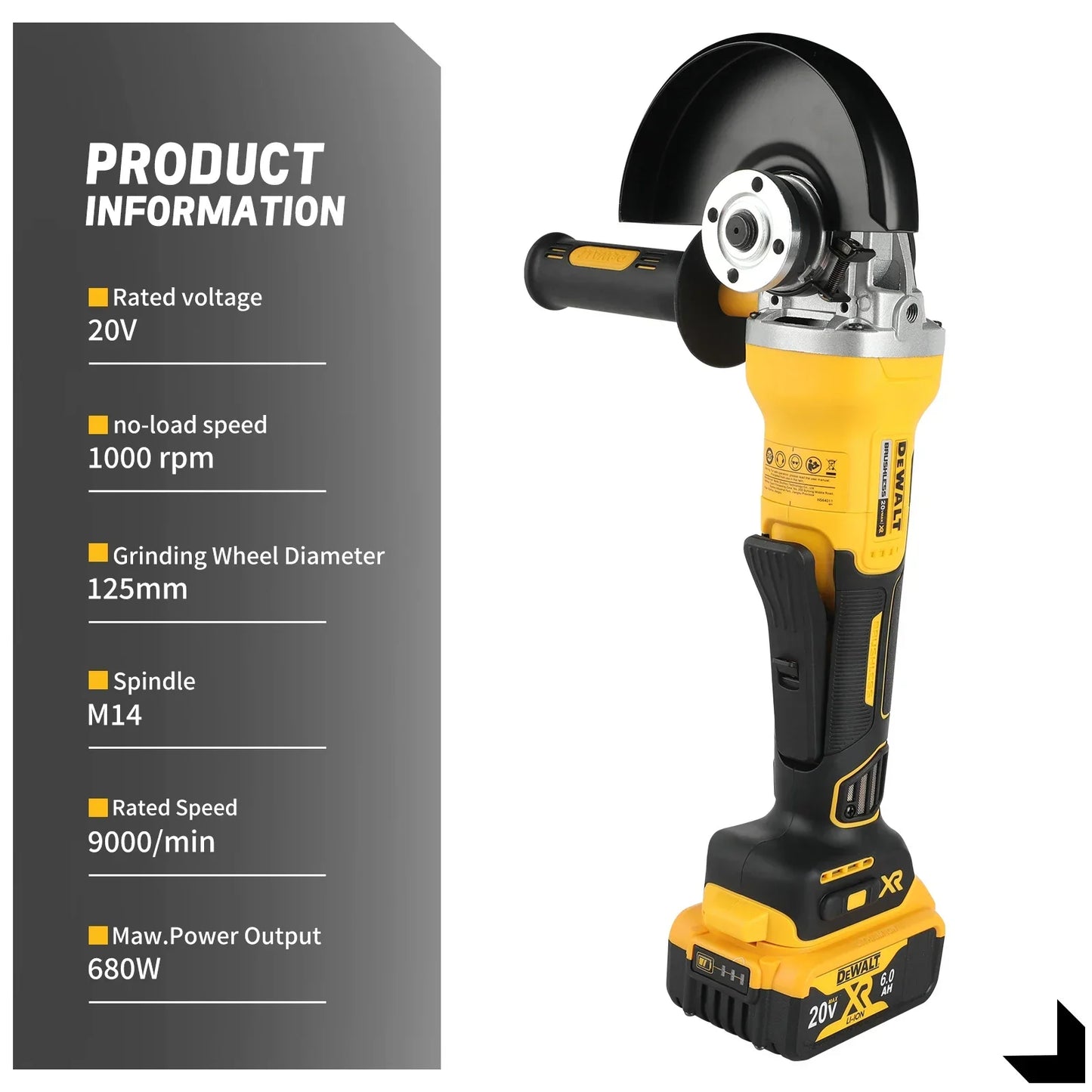 DEWALT DCG406 Cordless Angle Grinder, 5-inch Brushless 9000 RPM 20V Power