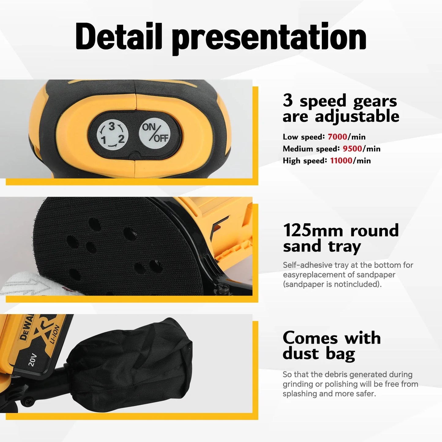 20V Brushless Cordless Orbital Sander