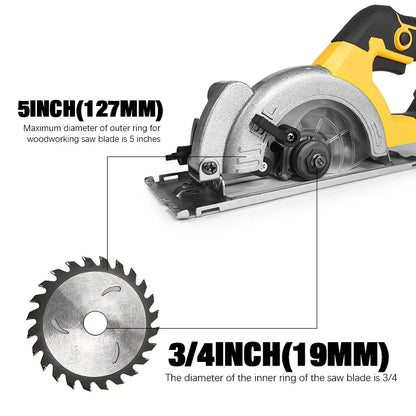 Powerful 5-inch Brushless Cordless Circular Saw for Dewalt 20V